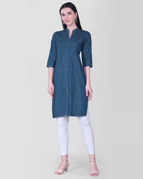 Buy online Blue Denim Kurta from Kurta Kurtis for Women by Saadgi for ₹2049  at 0% off | 2024 Limeroad.com