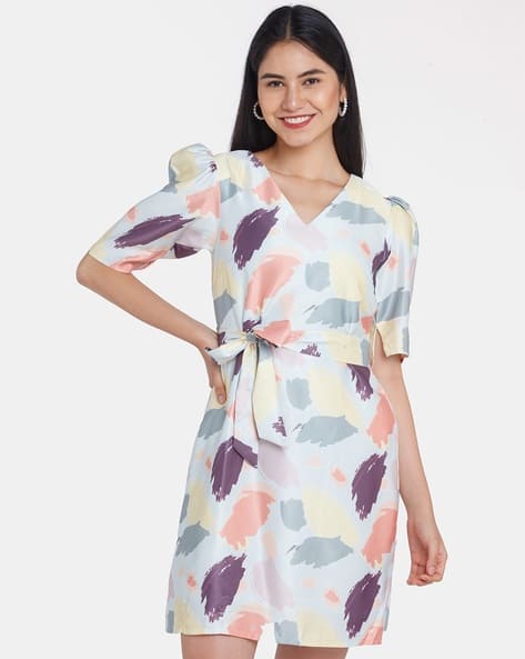 Zink London Printed V-neck Sheath Dress