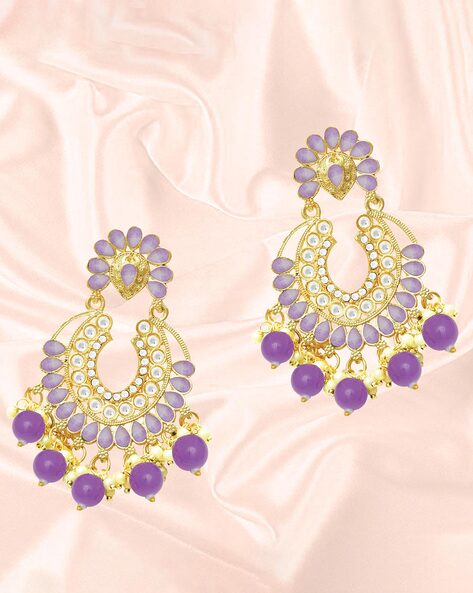 Buy Purple Green Gold Plated Silver Earrings with Emerald Amethyst and  Moissanite Online at Jayporecom