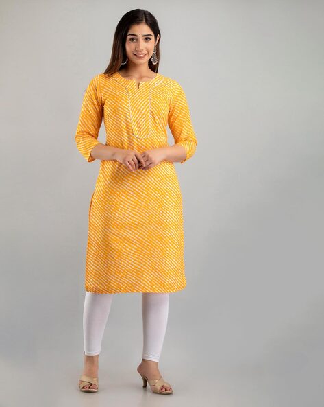 Buy Heel International Women's Cotton Blend Kurti Combo I 3/4 Sleeve I  Ladies Casual Kurti with Button Style & Round Neck (Color - Orange &Grey,  Size - M) at Amazon.in