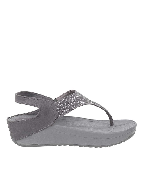 Buy Bata Solid Grey Sandals Online