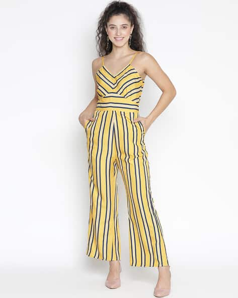 Dress Tesco Jumpsuit Yellow Women's Pleated Gold Button Tie Up