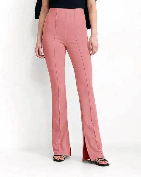 Lavender Textured Relaxed Fit Boot-Cut Pant | Buy Wide Legged Trousers |  Fugazee – FUGAZEE