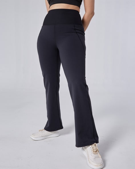 Buy Womens Bootcut Yoga Pants Work Pants Crossover Split Hem Full Length Flare  Leggings with Pocket Black Small at Amazonin