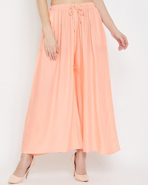 Buy Peach Cotton Solid Women Palazzo for Best Price, Reviews, Free Shipping