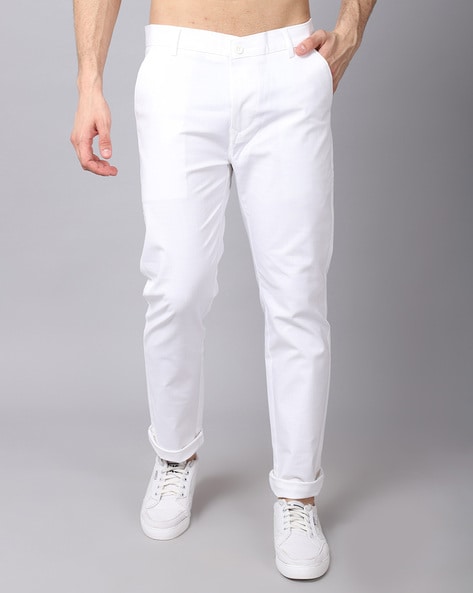 ZEGNA: Off-White Slim-Fit Trousers | SSENSE