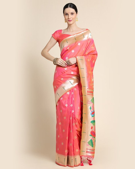 Buy Chidiyaa Swarna Gold Aboli Handwoven Linen Zari Saree with Unstitched  Blouse online