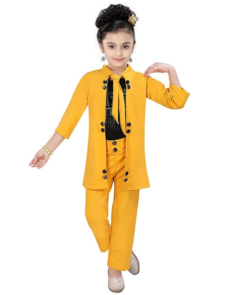 Buy Yellow Printed Straight Kurta Slim Pant Suit Set (Kurta, Slim Pant,  Dupatta) for INR2099.30 | Biba India