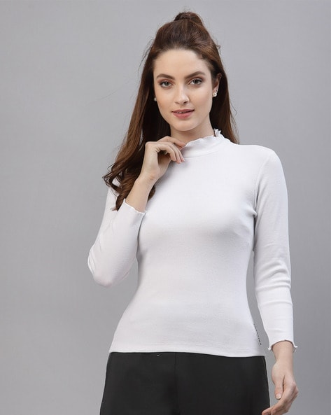 Ladies thin polo hot sale neck tops