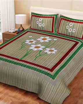 150 TC Floral Print Double Bedsheet with 2 Pillow Covers-image-16