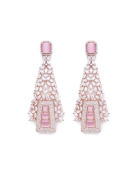 Buy Rose Gold-Toned & Pink Earrings for Women by Karatcart Online