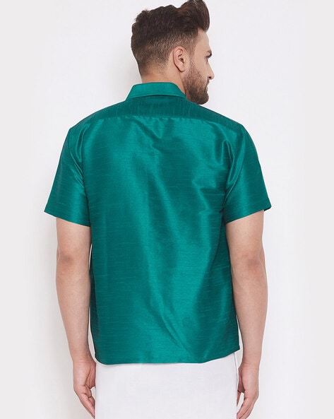 silk green shirt