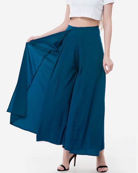 Buy Nayo Taupe Solid Ruffled A Line Maxi Skirt With Attached Trousers -  Skirts for Women 2382203 | Myntra