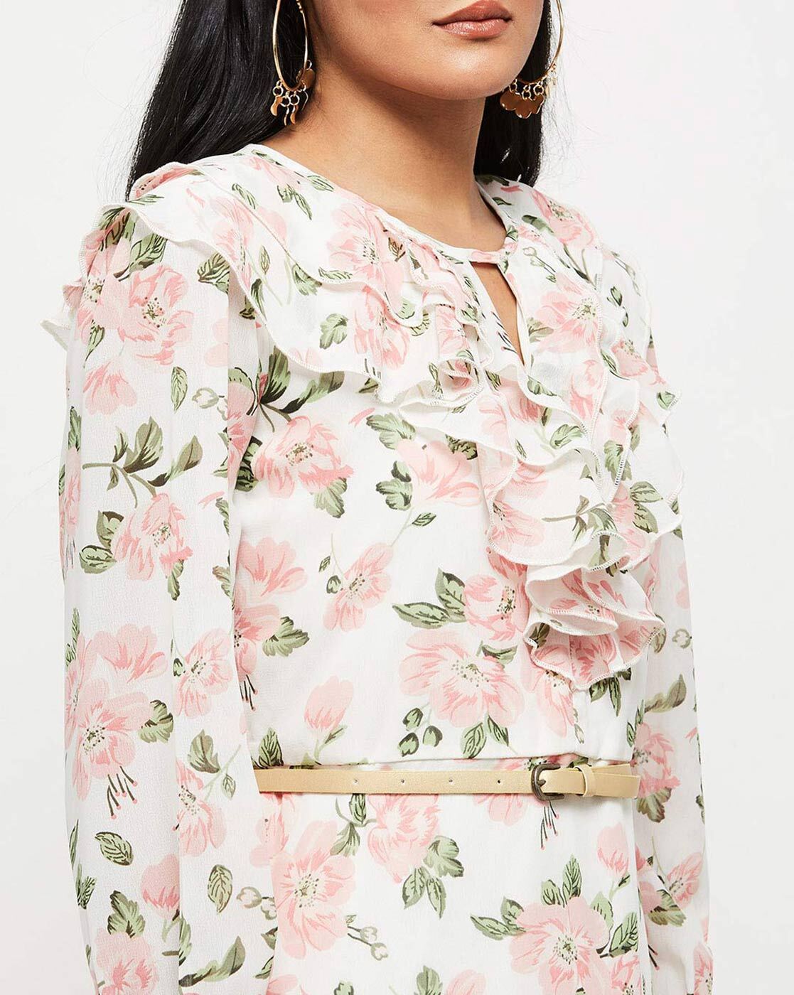 Missguided milkmaid dress with lace up detail on sale in floral print