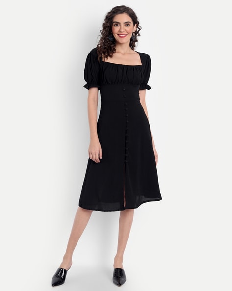 Buy BLACK PARTY MIDI A-LINE DRESS for Women Online in India