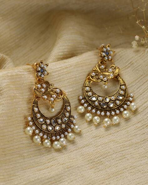 Buy Gold Plated Kira Petals Stone Studded Chandbali Earrings by