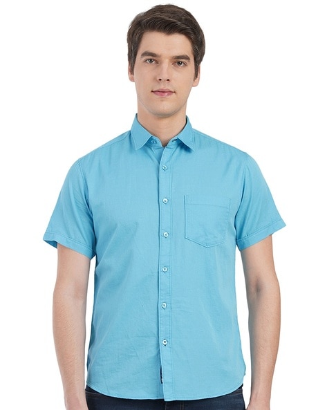 Greenfibre Men Solid Slim Fit Shirt