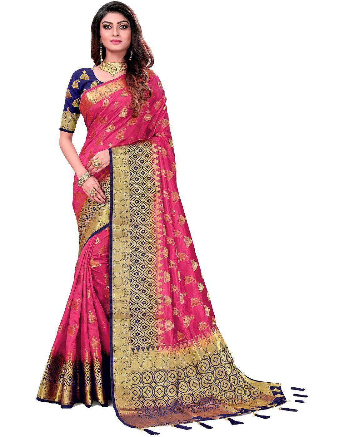 Buy Fancy Fab Striped Arani Pattu Georgette, Art Silk Red, Pink Sarees  Online @ Best Price In India | Flipkart.com