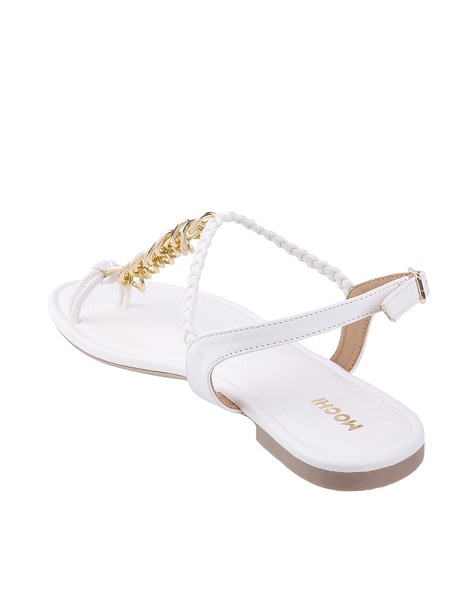 Designer white flat on sale sandals