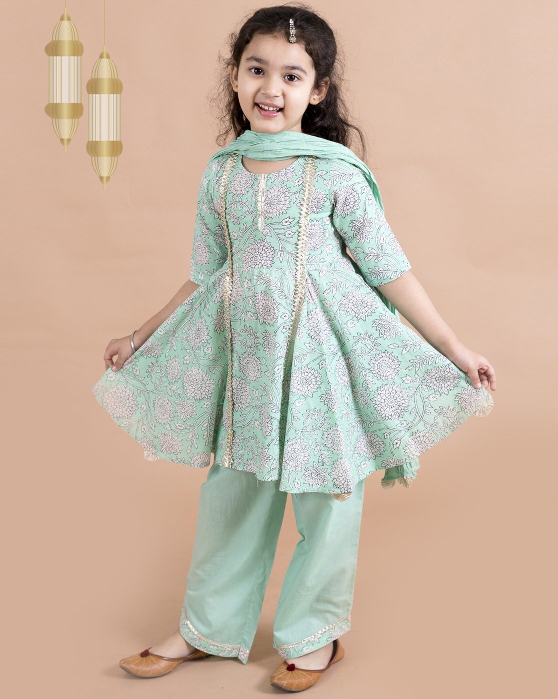 Buy Cream Ethnic Wear Sets for Girls by ENFANCE Online | Ajio.com