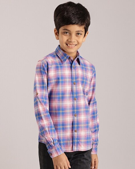 Indian Terrain Boys Checked Cotton Shirt