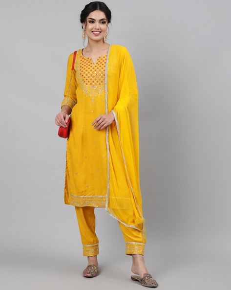 Yellow discount punjabi kurta