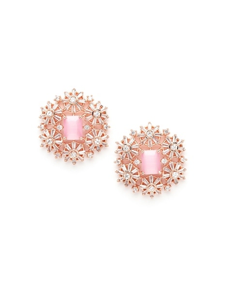 Buy Rose Gold-Toned & Pink Earrings for Women by Karatcart Online