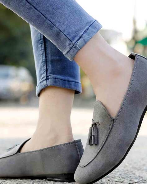 Womens grey loafer on sale shoes