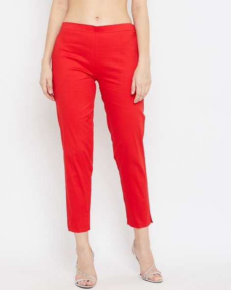 Vayla Red Skinny Fit Crepe Trousers – Miss Circle-as247.edu.vn
