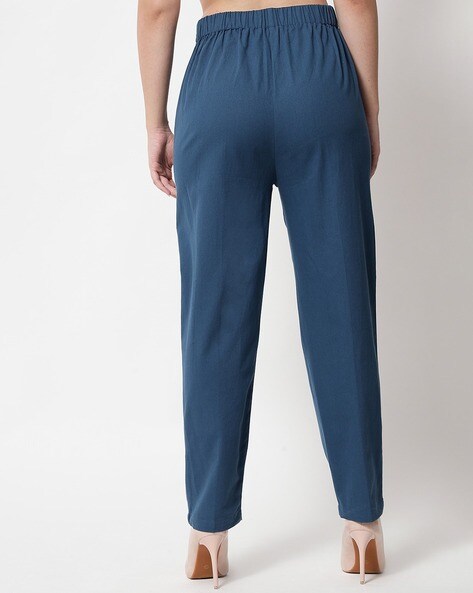 Tapered High Waist Pants In Blue