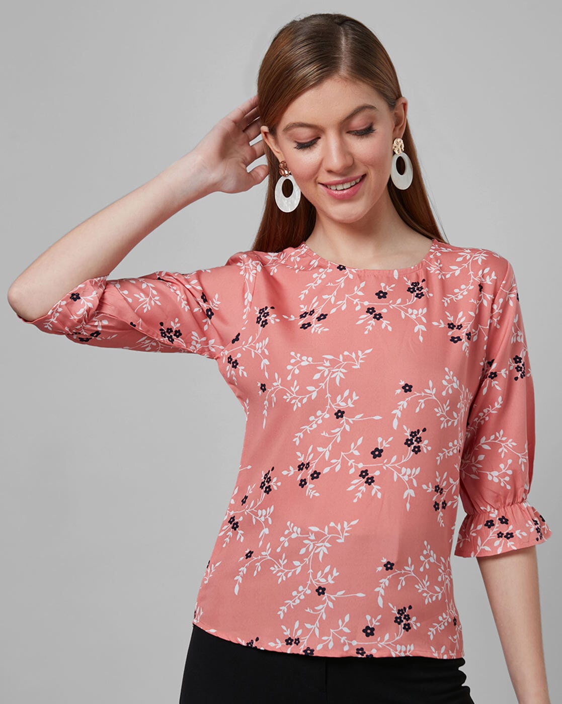 Buy Peach Tops for Women by STYLE QUOTIENT Online