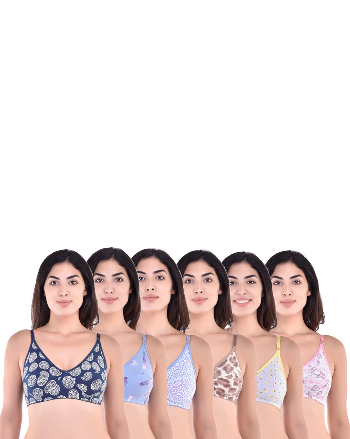 Buy SKDREAMS Women Multicolor Printed Cotton Pack of 6 Bras Online