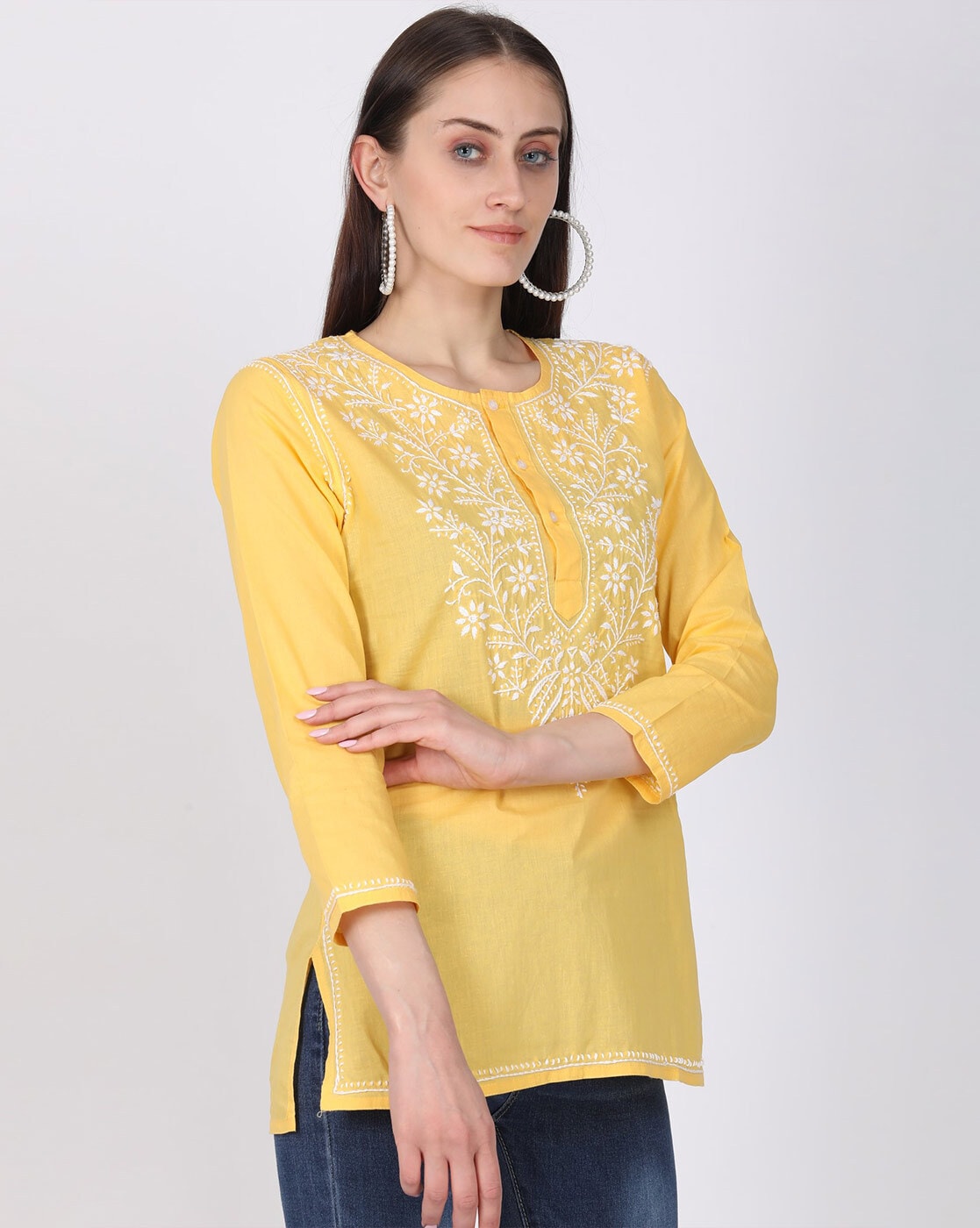 Buy Women's Solid Yellow Cotton Short Kurti Online In India At Discounted  Prices