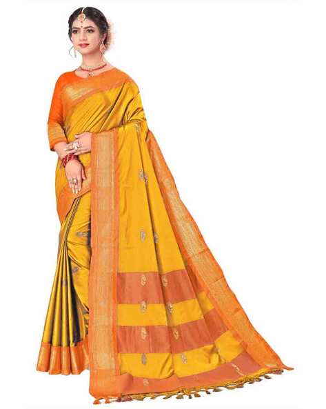 Multi color soft linen cotton saree with printed work