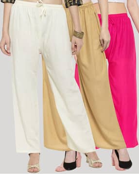 clora creation Pack of 3 Palazzos with Elasticated Waistband-picture-51