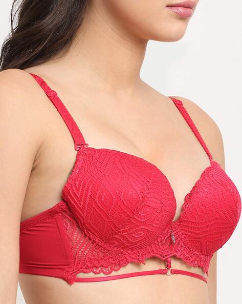 Buy Makclan The Front Open Lace Underwired Plunge Bra - Red Online