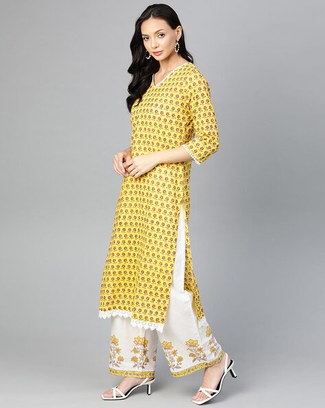 Buy online Embroidered Kurta Palazzo Set from ethnic wear for Women by  Kurti's By Menka for ₹1279 at 53% off | 2024 Limeroad.com