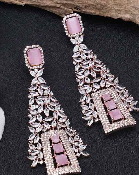 Buy Rose Gold-Toned & Pink Earrings for Women by Karatcart Online