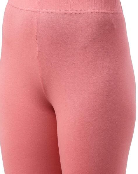 Buy Co Colors Women Baby Pink Cotton Churidar Leggings Online at