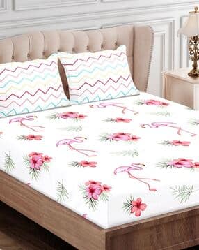 Floral Print King Size Bedsheet with 2 Pillow Covers-image-15
