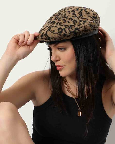 Leopard print hot sale beret hat