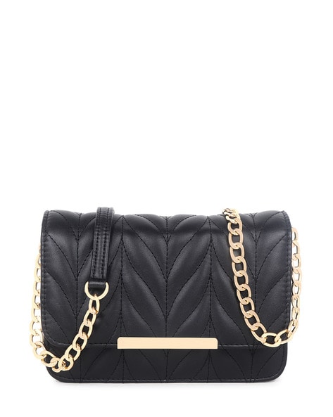 Black quilted handbag 2024 with chain strap