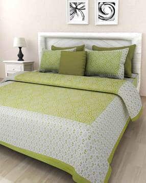 uniqchoice Polka-dot Cotton Jaipuri Traditonal Double BedSheet With 2 Pillow Cover-picture-22