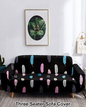 Leaf Print Three Seater Sofa Cover-image-43