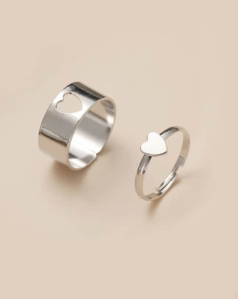 Pinapes Silver-Plated Couple Rings