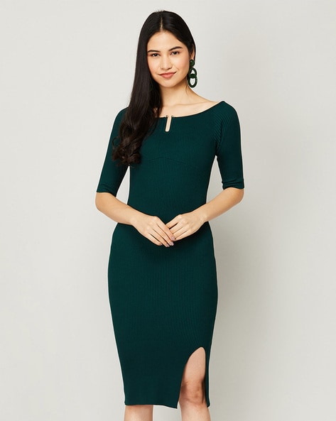 Buy Ginger by Lifestyle Green Bodycon Dress for Women Online