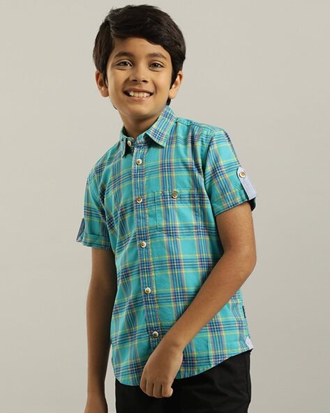 Indian Terrain Boys Checked Cotton Shirt