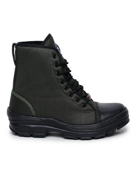 Panelled Lace Up Boots