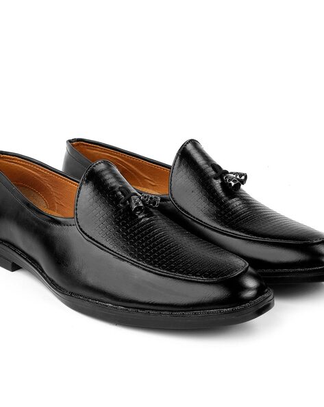 Black shiny sales loafers mens