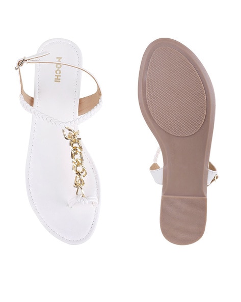 Buy White Flat Sandals for Women by Mochi Online Ajio